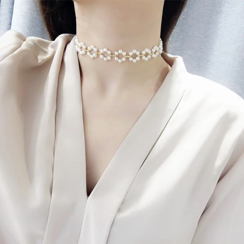 Имитация чокер из жемчуга ожерелье искусственный жемчуг Шарм Collarbone колье ожерелье для женщины леди женская
