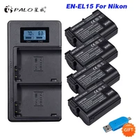 palo en el15 en el15 enel15 el15a battery for nikon d7000 d7100 d7200 d7500 d850 d750 d810 d500 d800 lcd dual usb quick charger