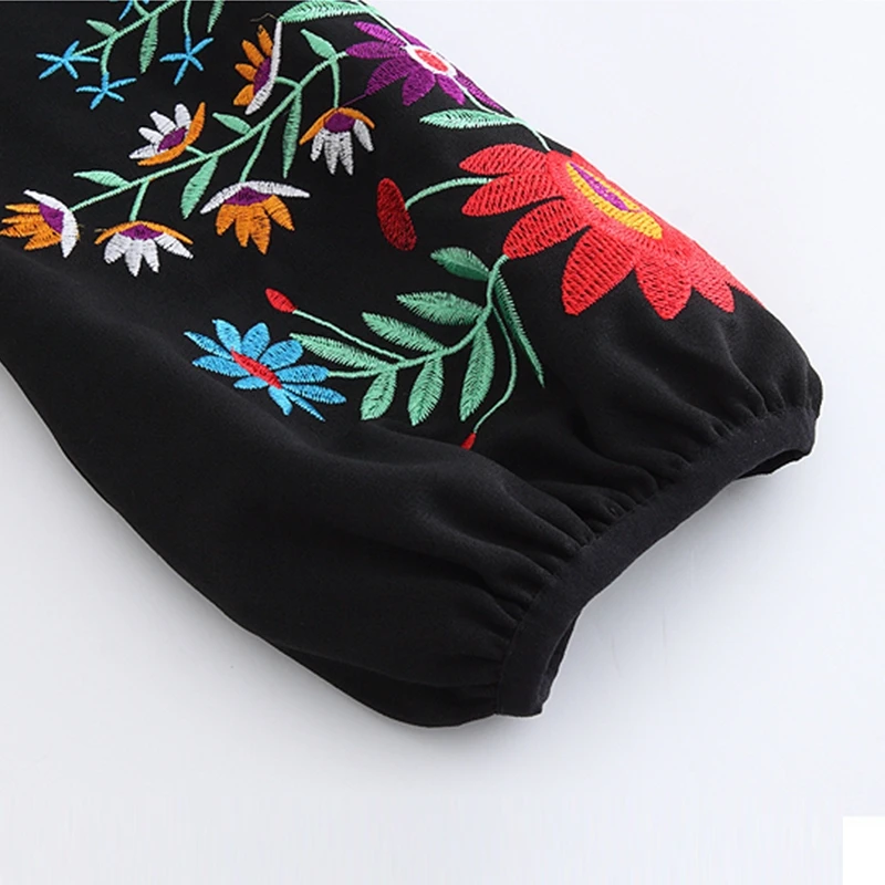 Женское платье с вышивкой размера плюс черное элегантное льняное футболка