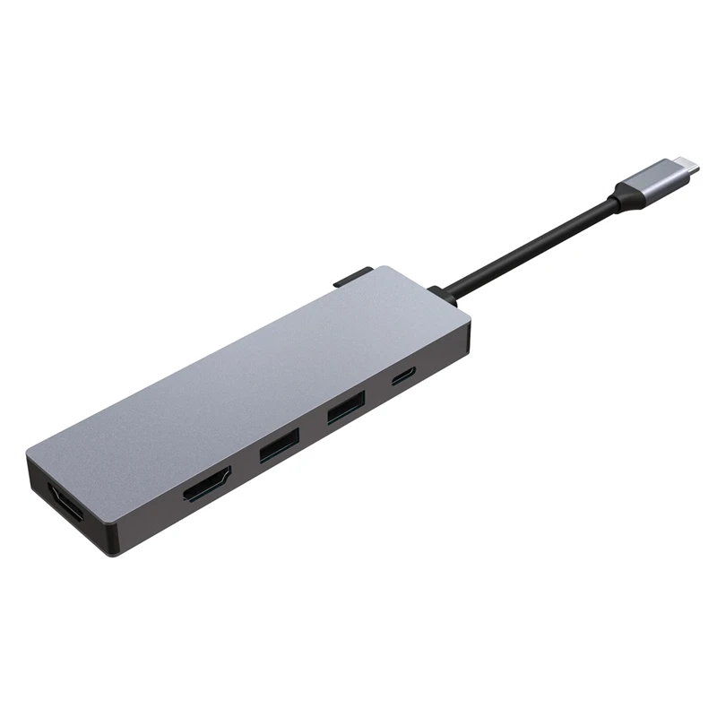 

USB C Hub 5-In-1 USB C Multiport Adapter with 2 USB2.0 1 USB-C PD3.0 Charging 2 4K@30Hz HDMI-Compatible Docking Station