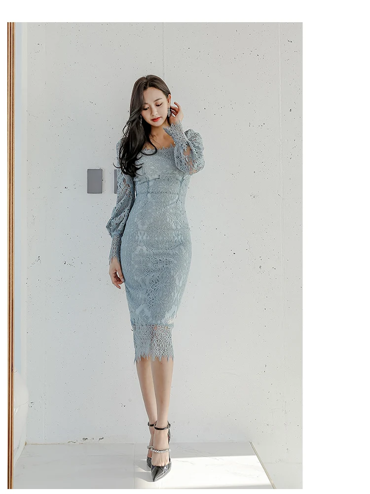 

Spring New Lace A-line Dress Women Hollow Out See Through Dresses OL Backless woman dress