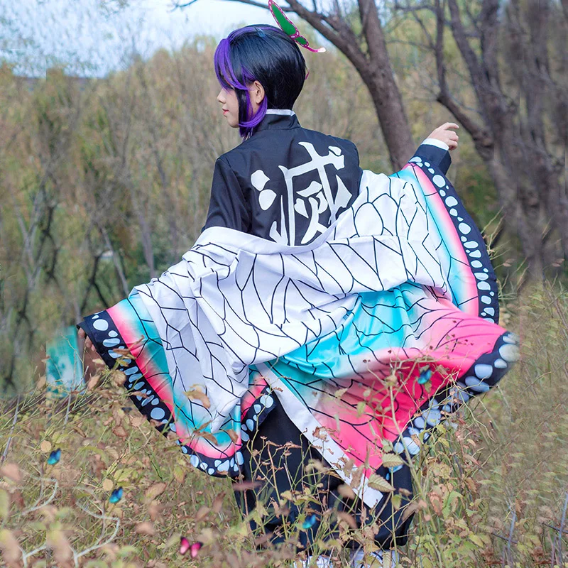 Аниме Devil's Blade Demon Slayer косплей костюм Kimetsu No Yaiba Kochou Shinobu женская одежда кимоно