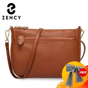 Zency модная женская сумка через плечо из 100% натуральной кожи коричневая сумка маленькая сумка с клапаном простая женская сумка через плечо сумка-мессенджер