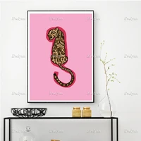 pink leopard wall art postersliving room decoration pink fashion home decor prints wall art canvas unique gift floating frame