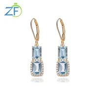 gz zongfa genuine 925 sterling silver drop earrings for women 4 5 carat natural blue topaz gemstone earring fashion fine jewelry
