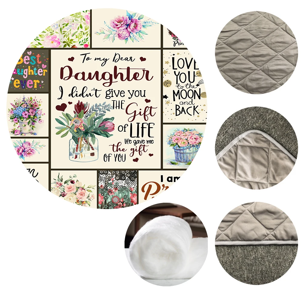 

Gift to My Daughter Quilt Blanket Flower Theme Kids Adult Bedding Throw Soft Warm Cotton All Season Quilt Droppshiping