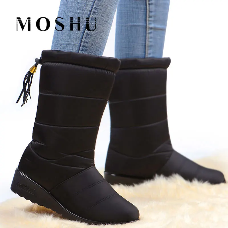Зимние ботинки женские ботильоны для снежной погоды пуховые с кисточками