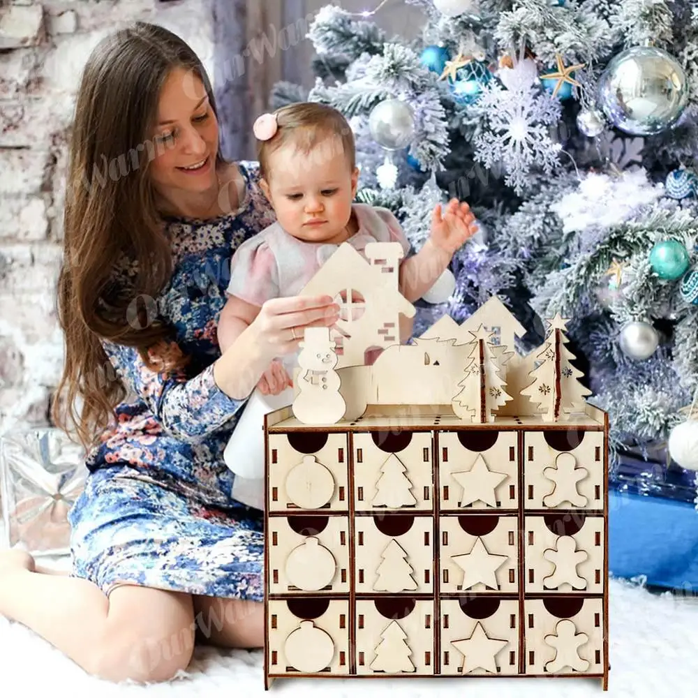 OurWarm DIY Рождество обратный отсчет Advent календарь год деревянные светодиодные часы обратного отсчета украшения дома Рождество DIY Поставки