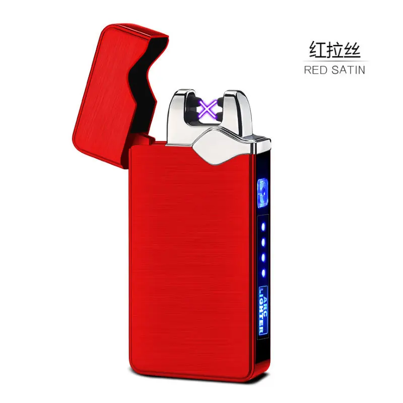 

USB Rechargeable Dual Arc Electric Lighter Windproof Flameless Plasma Pulse Lighters For Cigarette Candle With LED Power Display