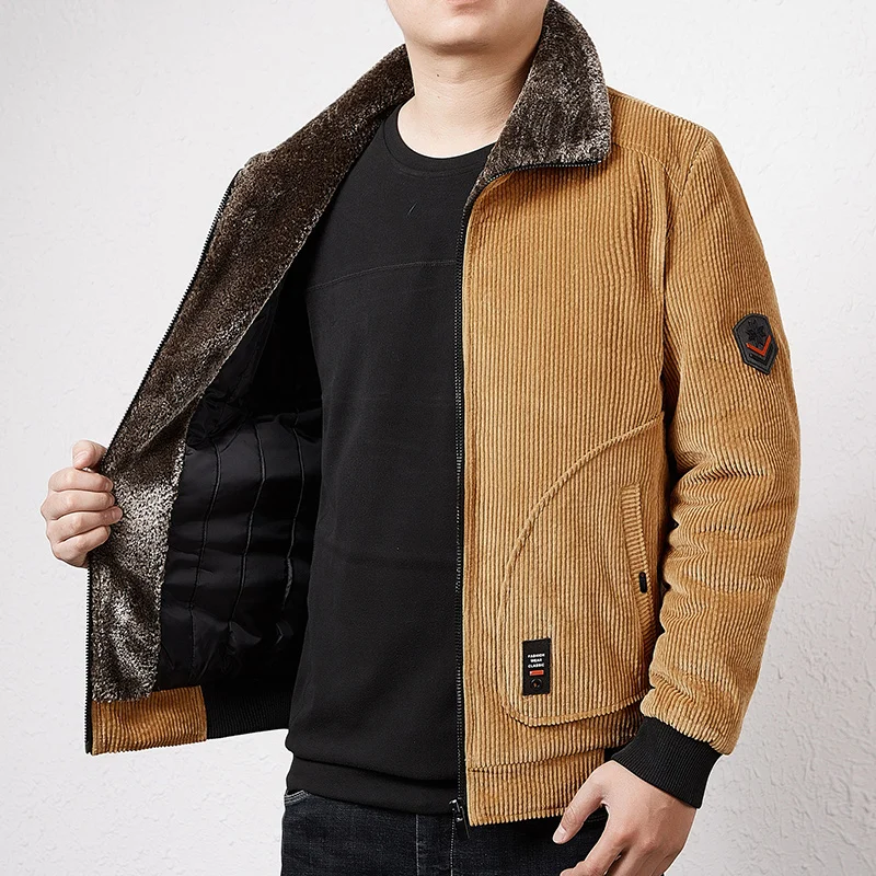 Мужская куртка бомбер MA1 теплая флисовая с меховым воротником для активного