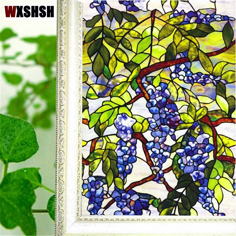 

Stained Grape Glass Sticker Static Cling Thermal-Insulation Privacy Protection ReusableRemovable Home-Decoration Tint-Film