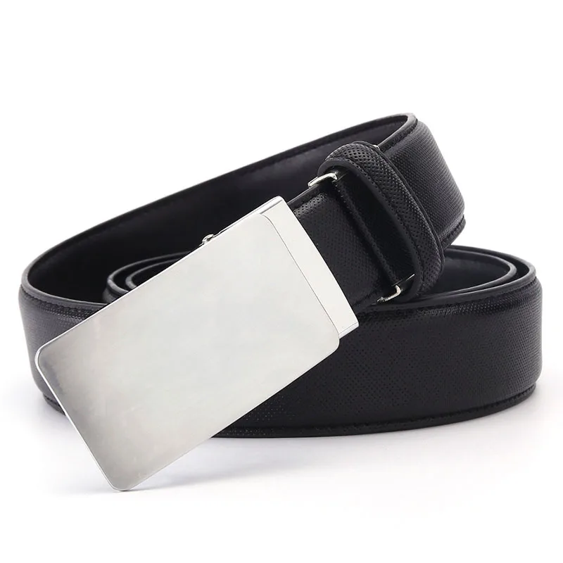 

Men's Leather Cowhide Belt Metal Vintage Automatic Buckle Business Trouser Ratchet Belt Waist Strap Male Fashion Styles