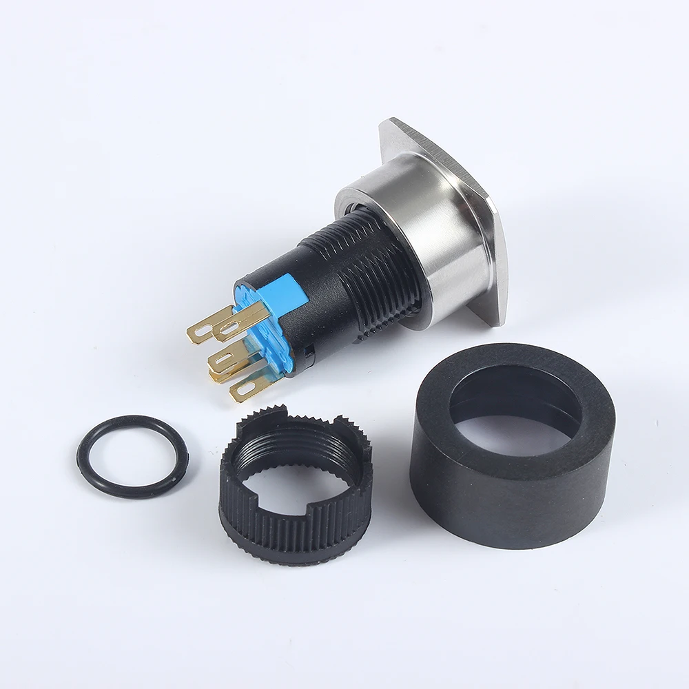 Металлический латунный кнопочный переключатель 16 мм плоский квадратный