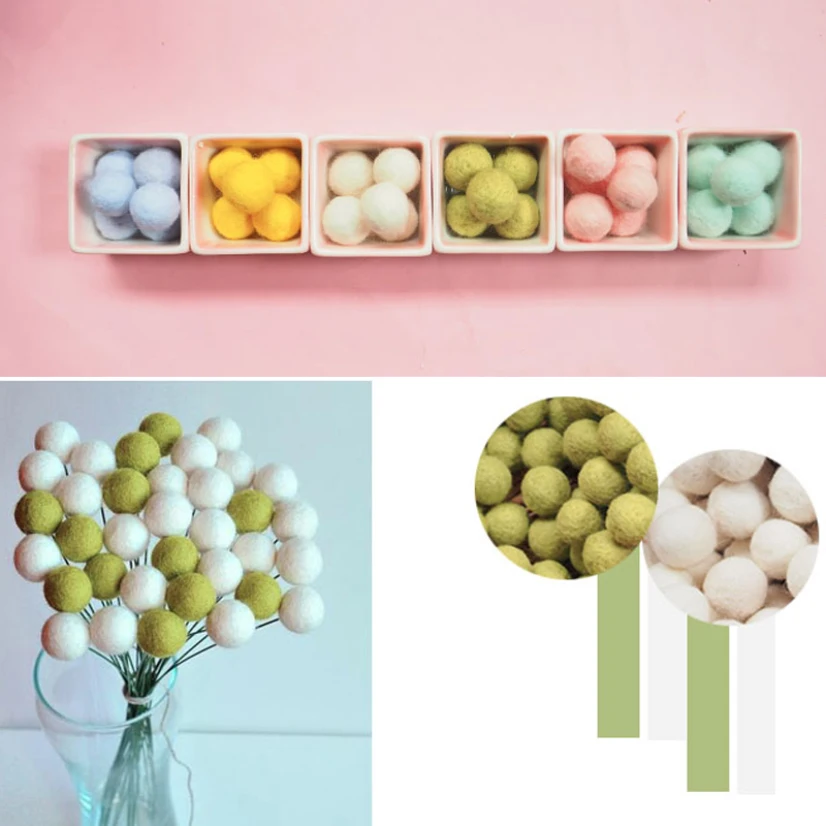 

10pcs 2cm DIY Felt Balls Wool Pompom Ball for Sewing Kids Room Hanging Handmade Craft Mixed Color Home Decoration Accessories