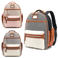 diaper bag backpack for mummy leather splicing canvas bag maternity nappy changing bag outdoor travel diaper bags for baby care
