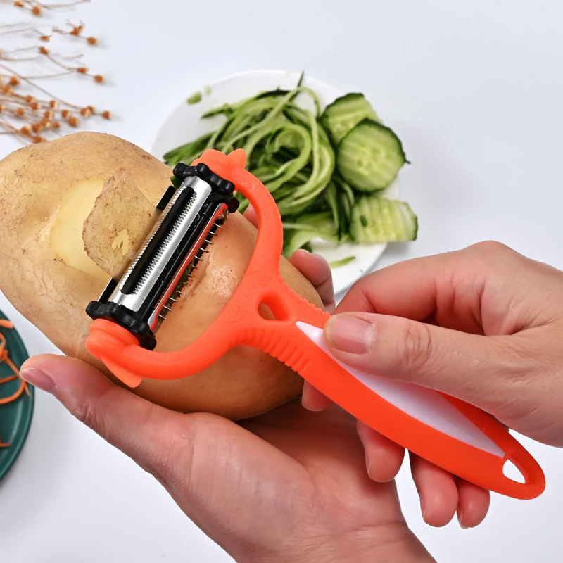 

Three-in-One Stainless Steel Peeling Knife Rotary Peeler Multifunctional Fruit Slicer Grater Vegetables Tool Kitchen Accessories