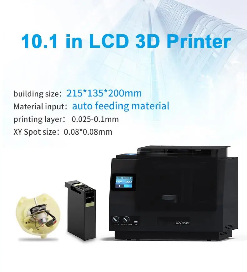Большой размер 10,1 дюймов с автоматической системой подачи материала lcd 3d принтер для ювелирных изделий lcd/SLA/DLP изогнутый 3d принтер для стоматологических