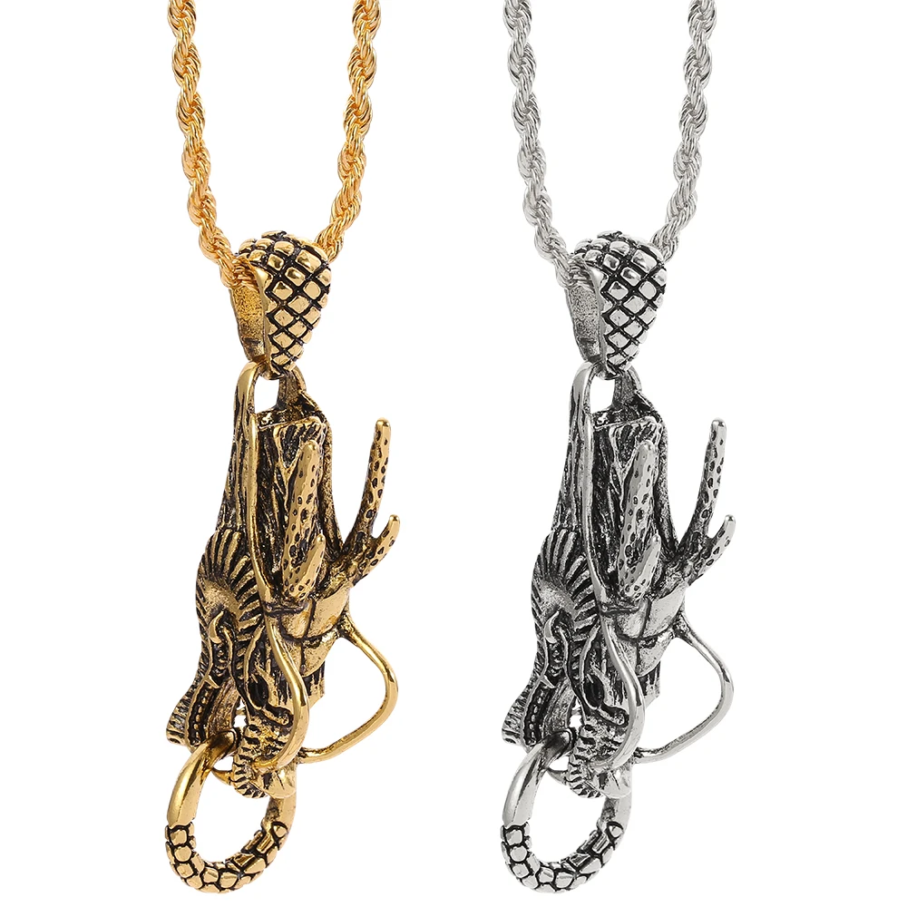 Ожерелье с подвеской в виде головы дракона стиле панк китайский зверь удачи