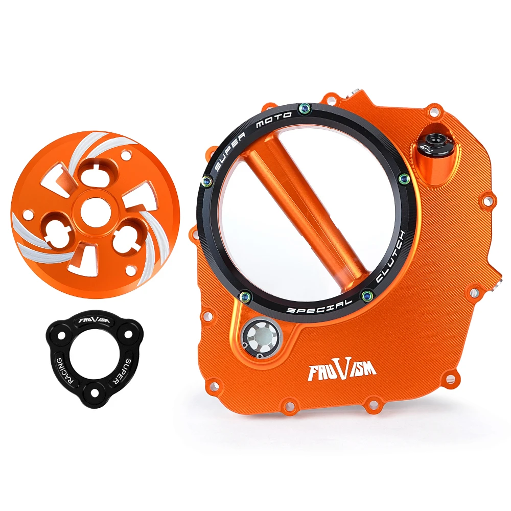 

BJMOTO DUKE390 RC390 CNC Racing Clear Clutch Cover & Spring Retainer R For DUKE 390 2017-2020 RC 390 2018-2020 Motorcycle