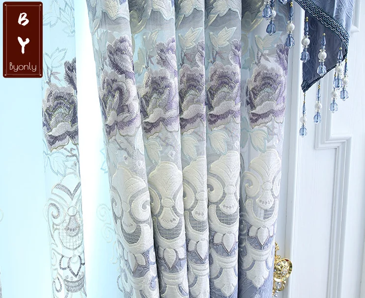

2021 New Light Luxury Atmosphere European-style Velvet Hollow Embroidered Curtains Living Room Villa Bedroom Blackout Curtains