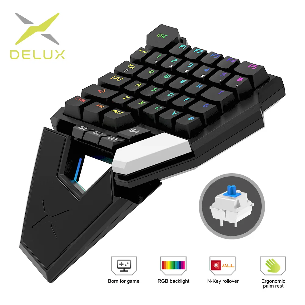 Складные механические игровые клавиатуры Delux T6 синий переключатель 39 полностью