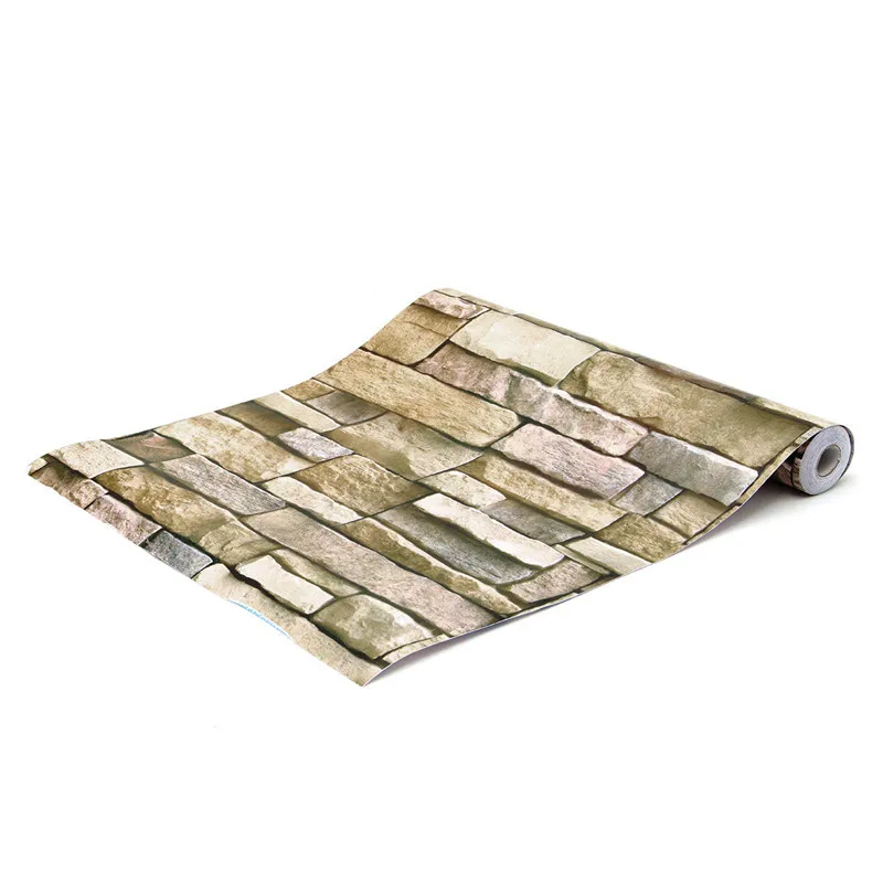 

45x100cm Self Adhesive Wallpaper 3D Wall Paper Brick Stone Pattern Sticker Rolls Backdrop Self-adhesive Decorative Wall Stickers