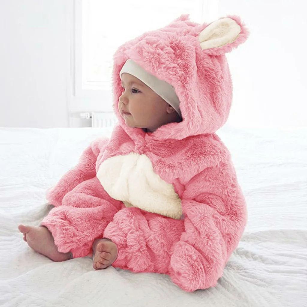 Одежда для малышей Сезон осень зима Флисовый комбинезон с капюшоном длинными