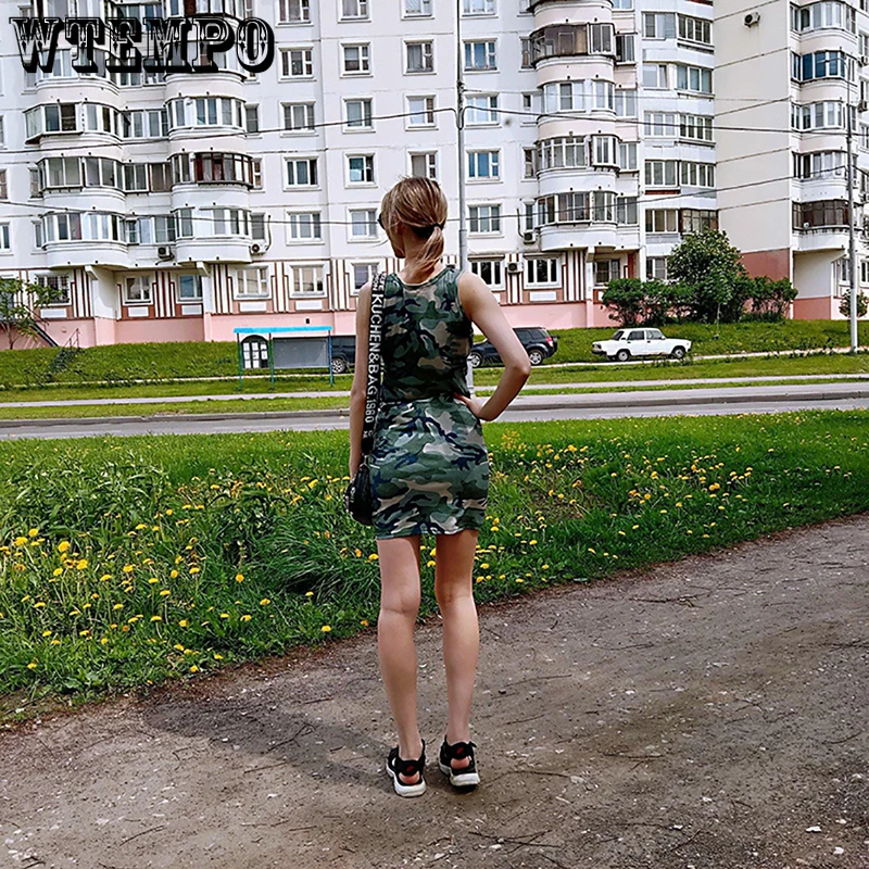

Bandage Dresses for Women Summer Camouflage Sleeveless Sexy Mini Dress 2021 New Slim fit Beach Maxi Dress Cotton Casual Clothes