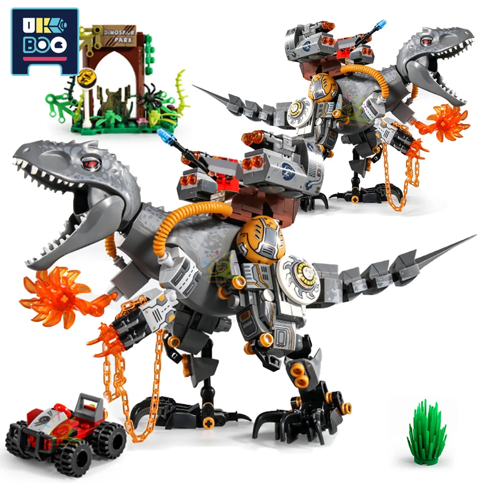 

UKBOO 560PCS Tyrannosaurus Rex Mecha Model Building Blocks Jurassic World Dinosaur Bricks Robot Construction Toy for Children