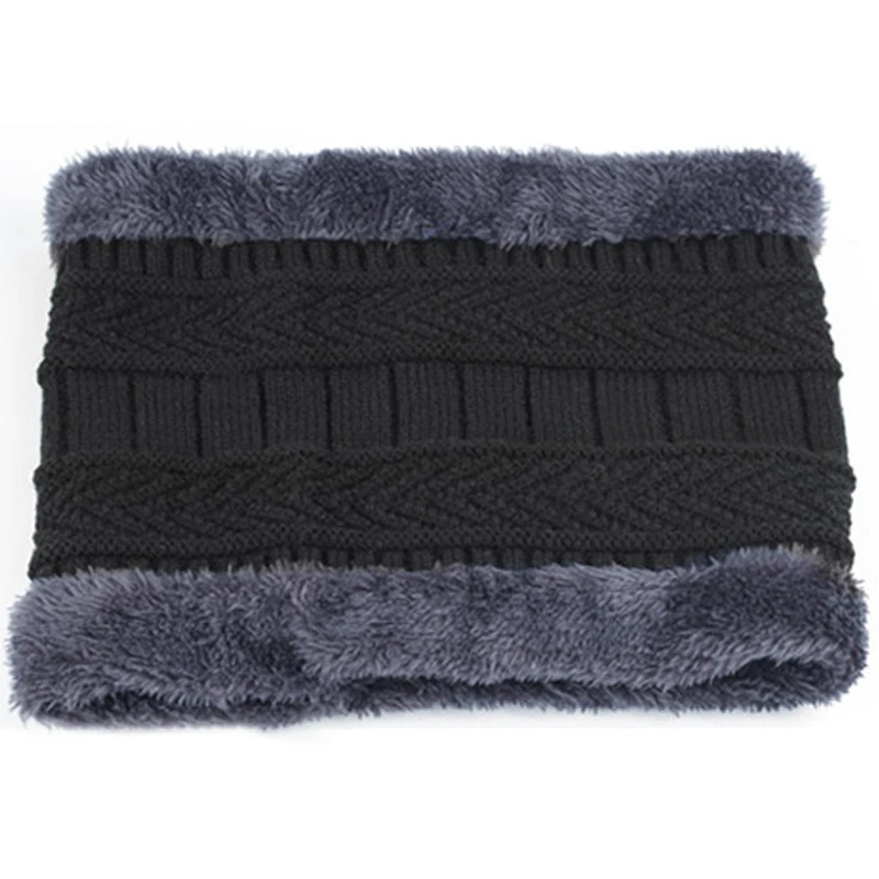 Coral Fleece Winter Beanies Hats Scarf For Mens Soft Warm Breathable Wool Knitted Winter Hat Letter Double Layers Cap