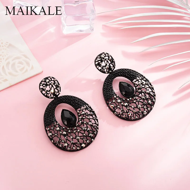Женские винтажные серьги гвоздики MAIKALE большие круглые из преувеличенного