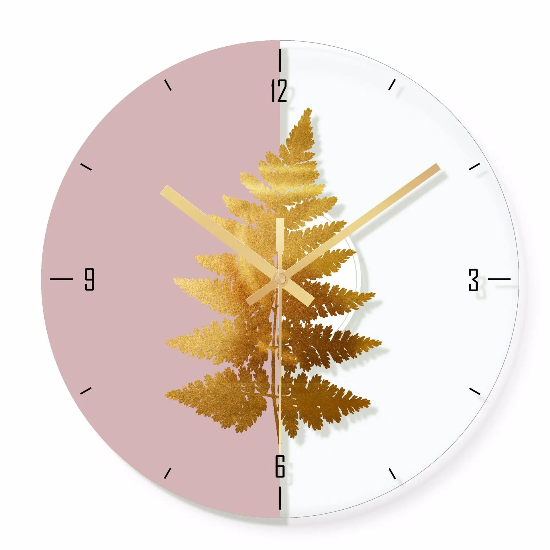 

Beautiful maple leaf Gift Wall Clock tempered glass art simple modern European household children gift decoration bedroom