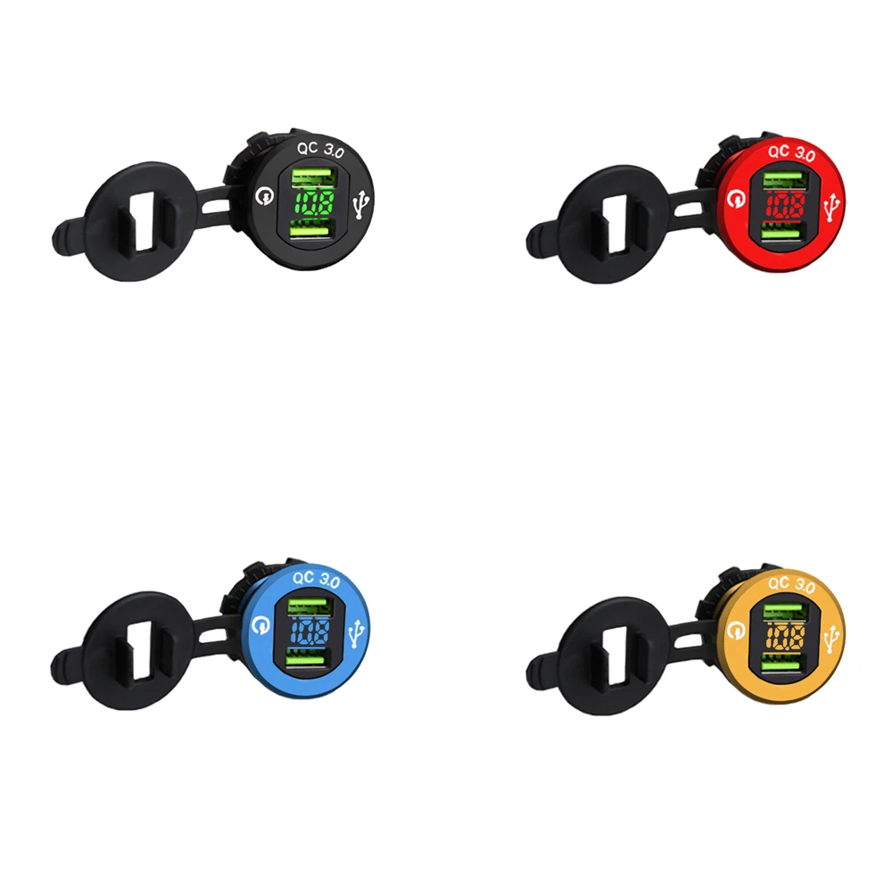 

12V-24V Dual USB Car Charger QC3.0 Fast Charging Socket Adapter Car Motorcycle Waterproof USB Socket Charger Oc15