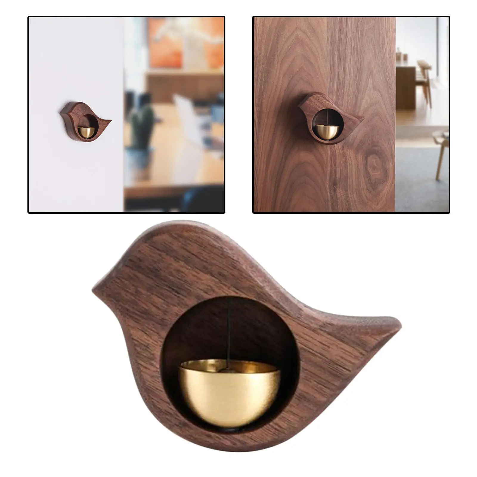 

Wind Chime Door Bells Walnut Bird Shape for Ornaments Porch Garden