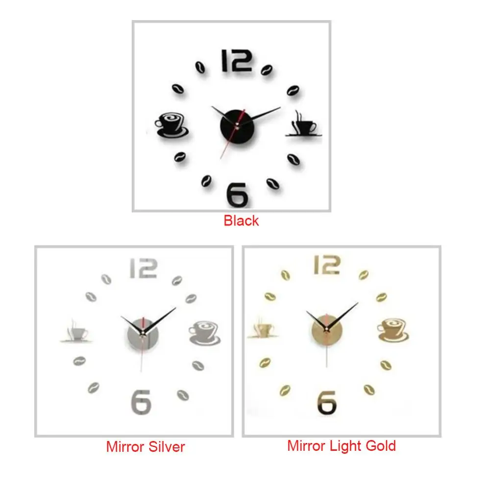 Часы настенные кофейные 3d сделай сам часы-зеркало в современном стиле украшение
