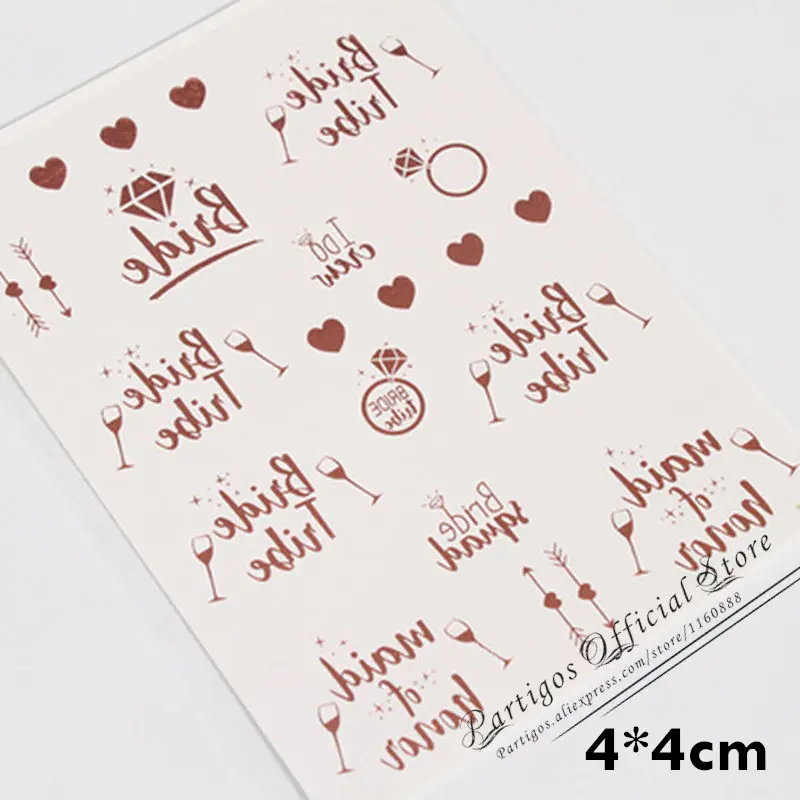 Tattoo sticker Золотое кольцо с бриллиантами, шар из фольги, розовое золото, шар для невесты, буквенный шар, шар для невесты, украшение для свадьбы, помолвки, свадьбы, вечеринки - Цвет: Tattoo sticker