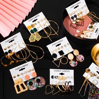 5 piece set korean acrylic dangle drop earrings vintage simple geometric acetate large earrings for women 2020 fashion jewelry