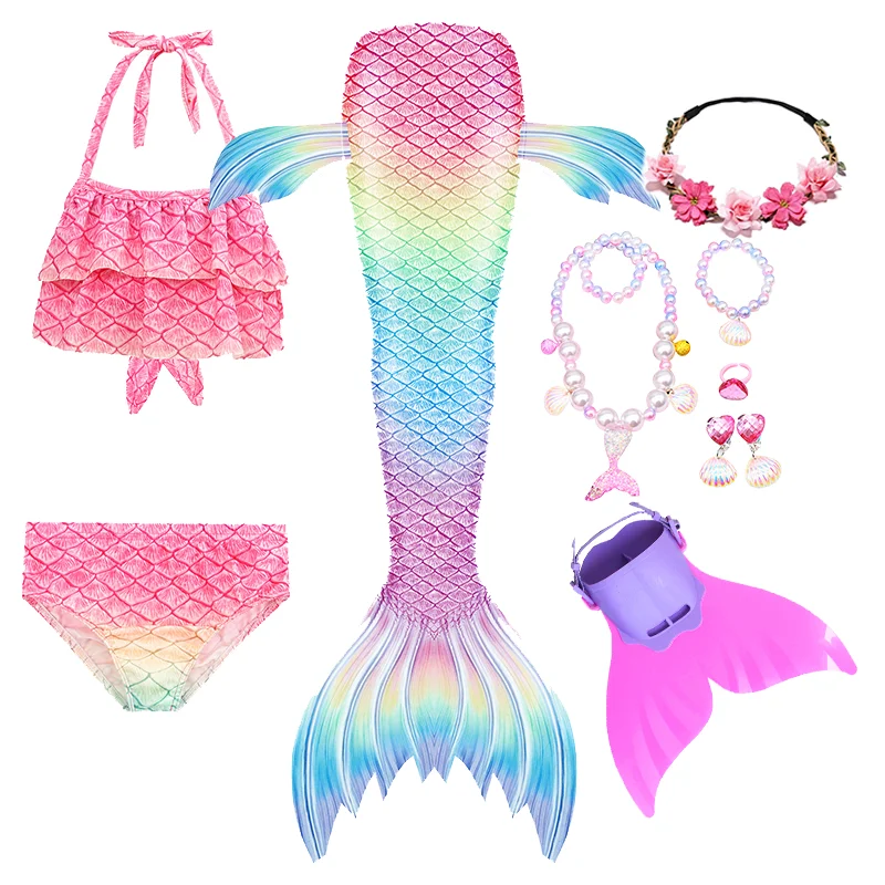 

Little Mermaid Tails Kids Bating Suit Mermaid Party Cosplay Fantasy Beach Bikini Children Swimsuit Girls Swimmable Swimming Wear