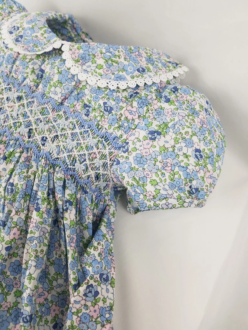 3 4 5 6 7 Years Girls Princess Smocked Dresses Summer Kids Floral Smocking Wedding Birthday Party | Детская одежда и обувь