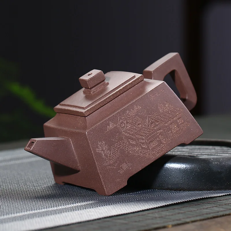 

Authentic Yixing, Purple Clay Pot, Zisha, Handmade, Tea Set, Tea Drinking, Huanglongshan Mud, Purple Clay Square Pot