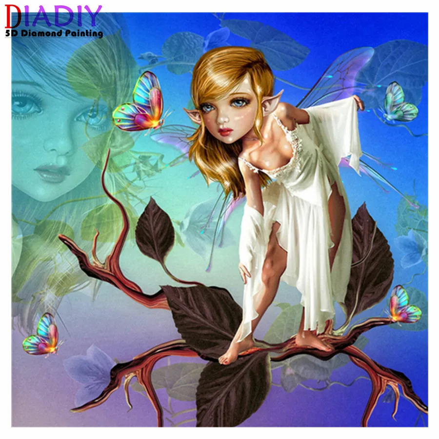 

Алмазная 5D Вышивка «сделай сам», Эльфийская девушка, алмазная живопись, полная круглая Алмазная мозаика стразы, наборы крестов, картина для ...