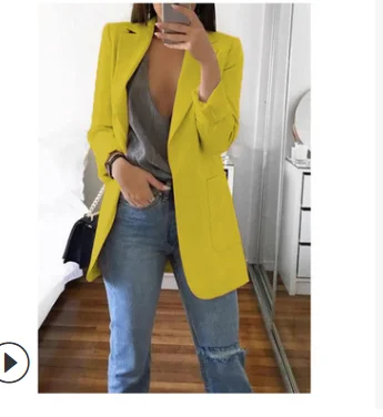 

slim autumn new candy color women's European and American fashion lapel cardigan temperament blazers women's small suit jacket