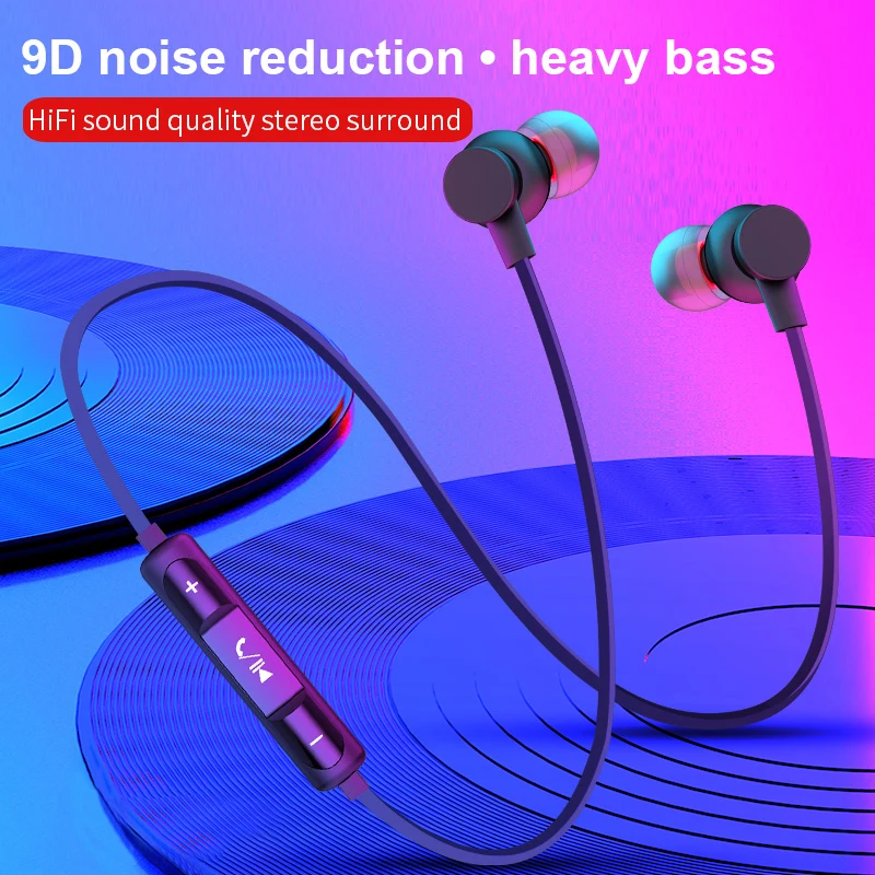 Магнитные беспроводные Bluetooth наушники стерео спортивная водонепроницаемая