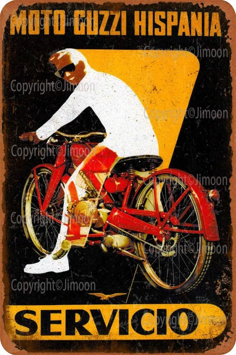 Moto Guzzi Hispania Servicio cartel de hojalata Vintage arte de pintura Rusty decoración de carteles de aluminio de placa