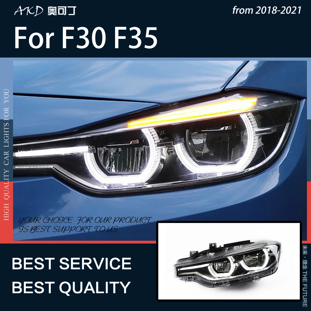 

AKD автостайлинг для BMW F30 F35 2013-2019 светодиодные фары DRL Противотуманные фары указатели поворота Ближний и Дальний свет ангельский глаз проект...