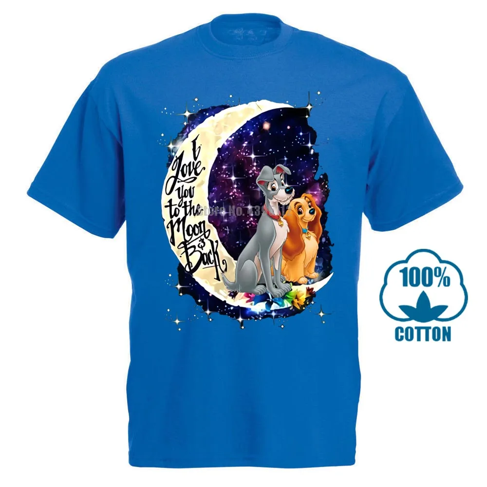 Синий Леди и бродяга I Love You To The Moon& Back футболка черный хлопок для мужчин S 4Xl - Цвет: Синий