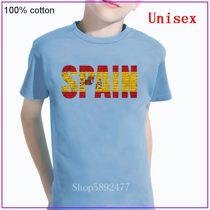 Винтажная футболка в испанском стиле с национальным флагом Хлопковая короткими