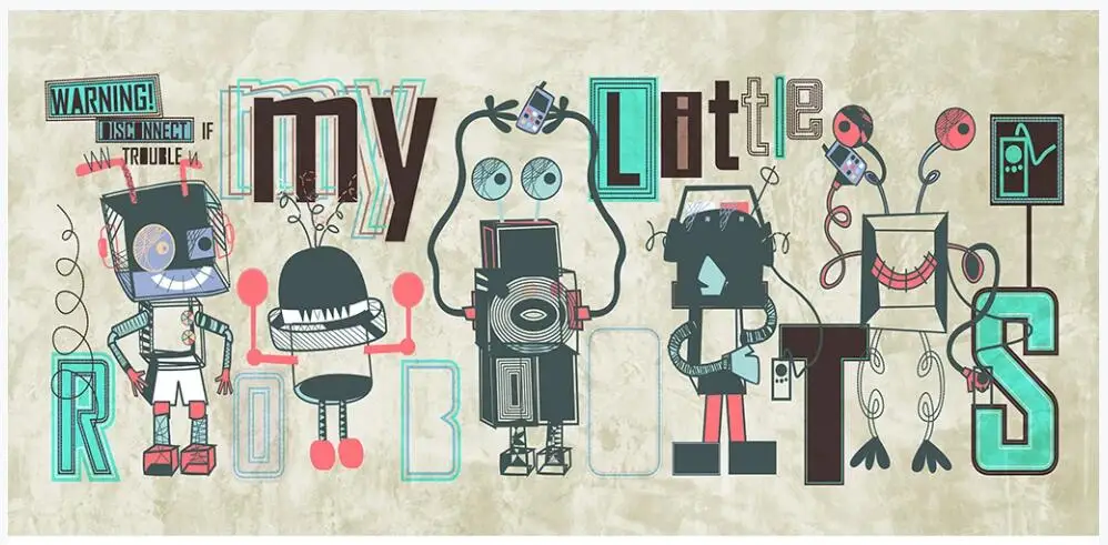 Настенные фотообои на стену 3d Рисунок комикс мультфильм робот декор для детской