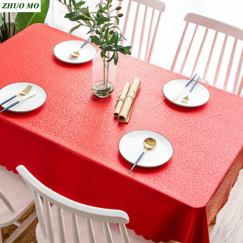 

Red champagne Oilproof PVC Waterproof Tablecloth Wedding Party hotel Christmas Decoration for home Dining Rectangle Table Cover