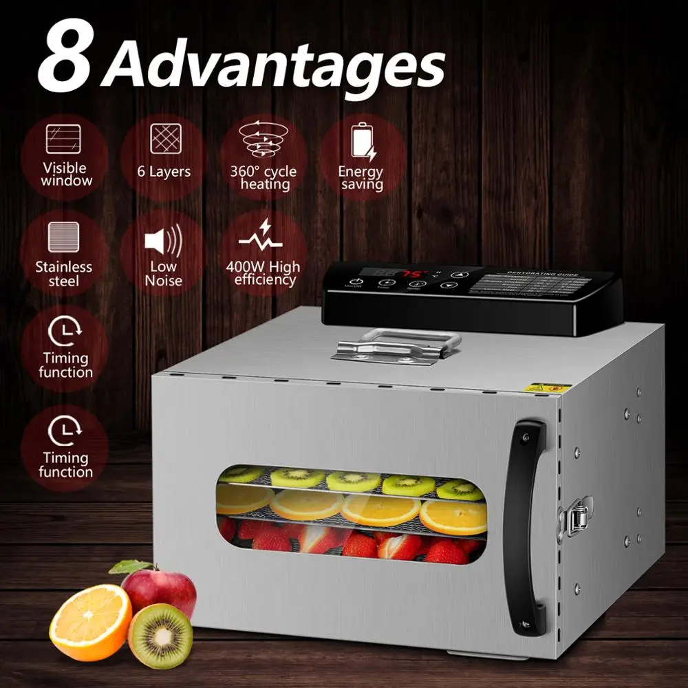 Dehydrator KWASYO 6 пищевые лотки машина для сушки фруктов сушильная овощей сухофруктов